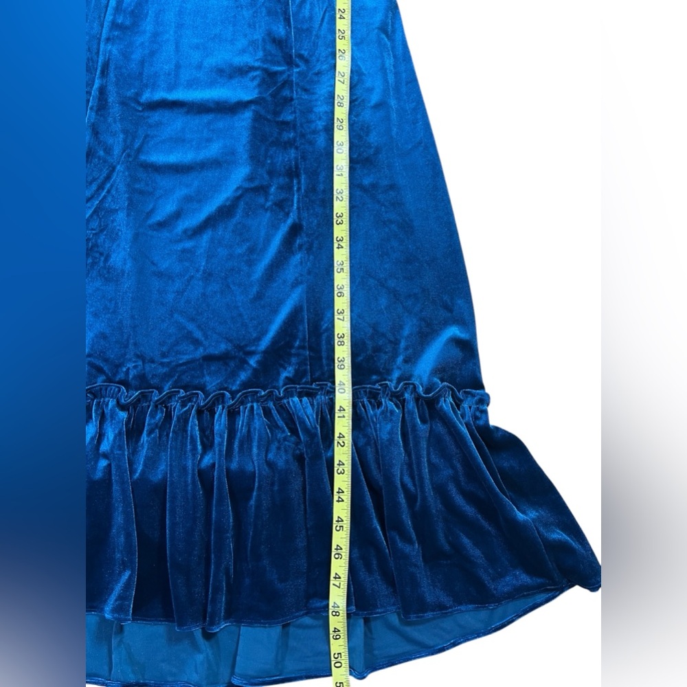 Umgee Sleeveless Velvet V-Neck Dress Small Size Blue Stretch - Picture 7 of 9